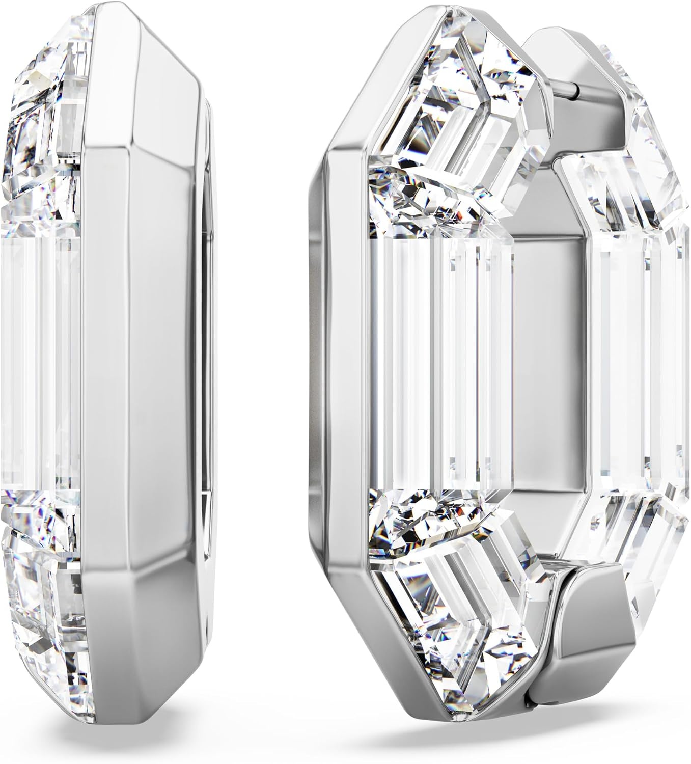 image:imageSwarovski Lucent Hoop Earrings Octagon Shape Small Clear