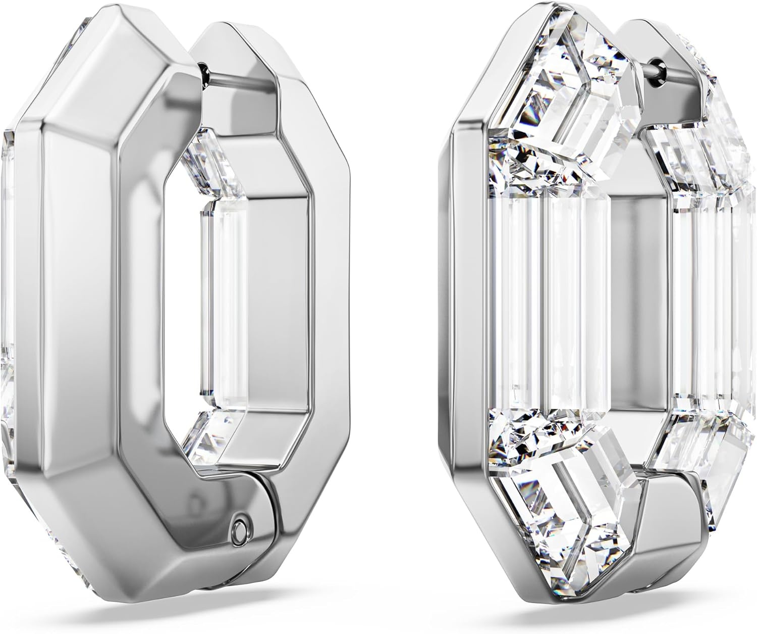 image:imageSwarovski Lucent Hoop Earrings Octagon Shape Small Clear