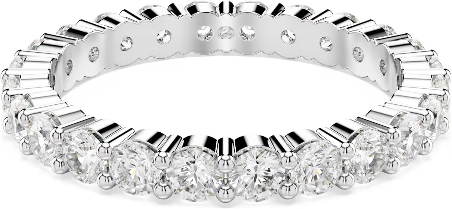 image:imageSwarovski Matrix Crystal Ring Collection Round Cut Prong Setting Rhodium FinishClear Crystal