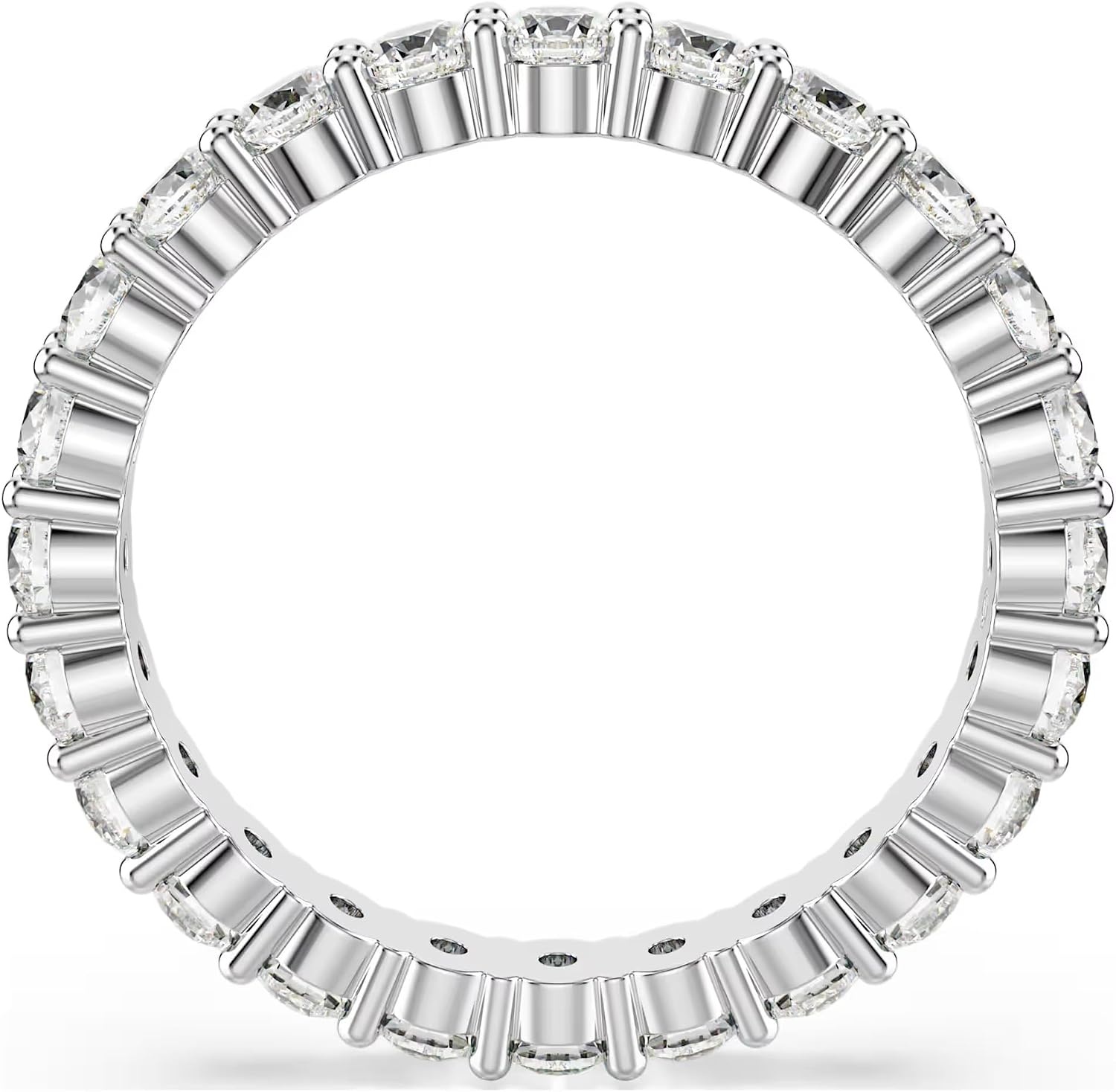 image:imageSwarovski Matrix Crystal Ring Collection Round Cut Prong Setting Rhodium FinishClear Crystal