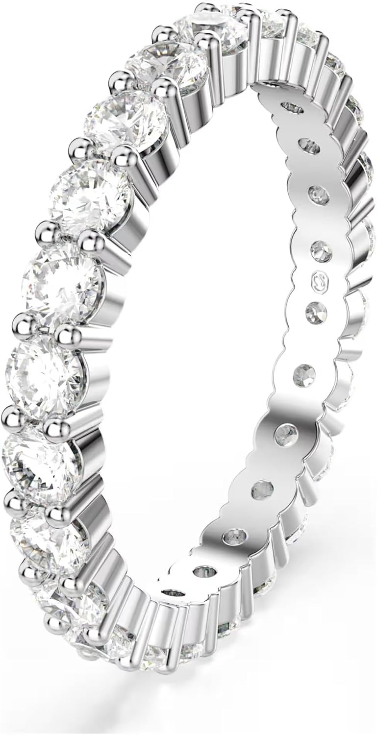 image:imageSwarovski Matrix Crystal Ring Collection Round Cut Prong Setting Rhodium FinishClear Crystal