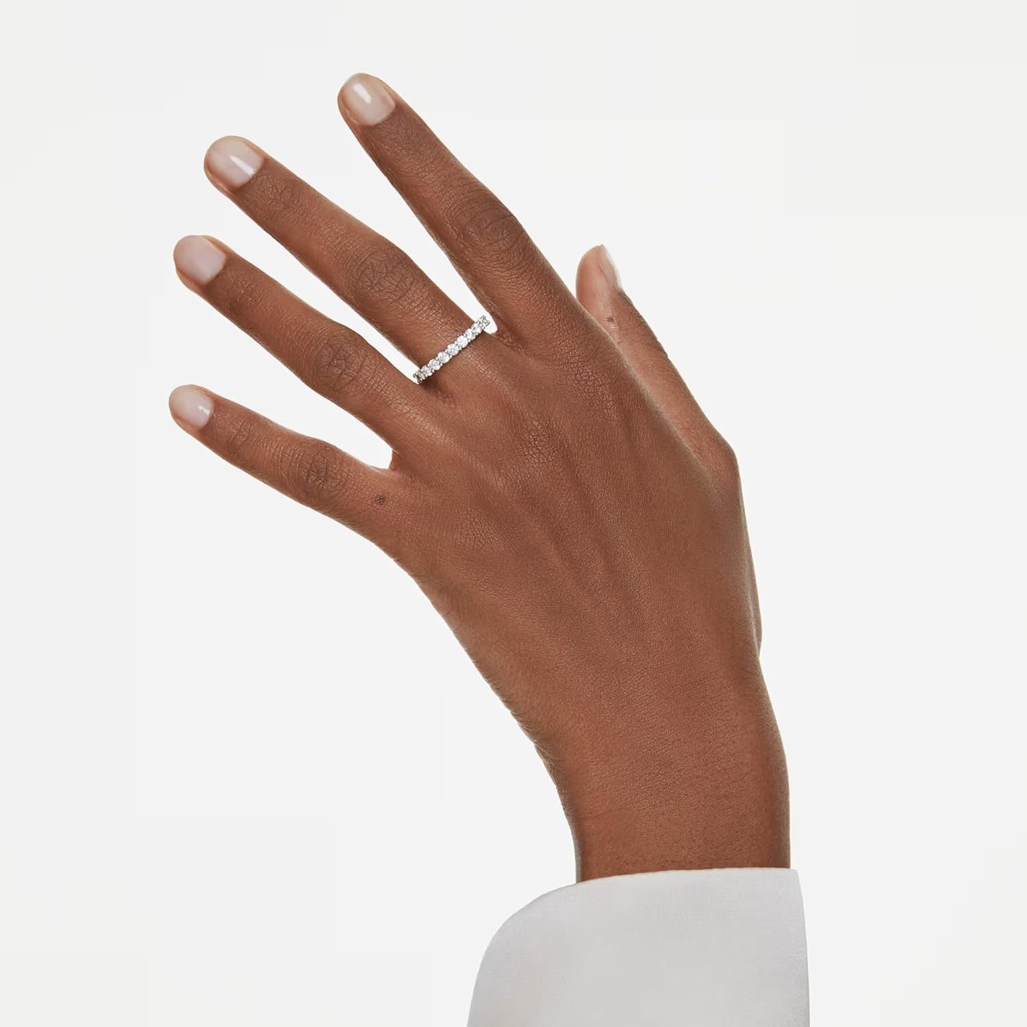 image:imageSwarovski Matrix Crystal Ring Collection Round Cut Prong Setting Rhodium FinishClear Crystal