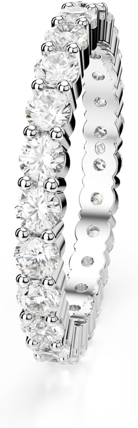 image:imageSwarovski Matrix Crystal Ring Collection Round Cut Prong Setting Rhodium FinishClear Crystal