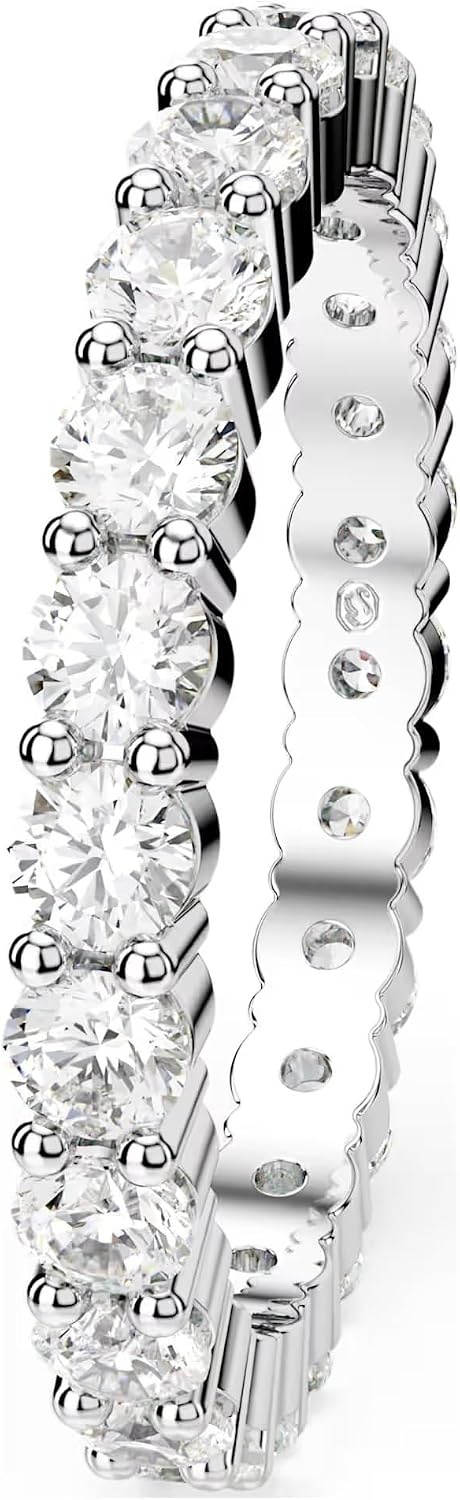 image:imageSwarovski Matrix Crystal Ring Collection Round Cut Prong Setting Rhodium FinishClear Crystal