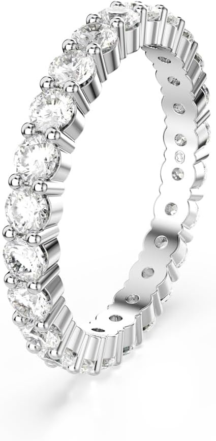 image:imageSwarovski Matrix Crystal Ring Collection Round Cut Prong Setting Rhodium FinishClear Crystal