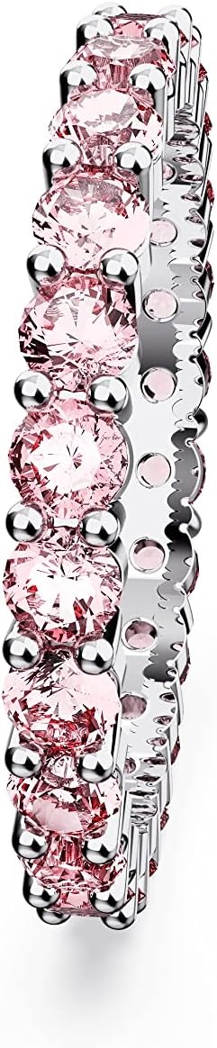image:imageSwarovski Matrix Crystal Ring Collection Round Cut Prong Setting Rhodium FinishPink Crystal