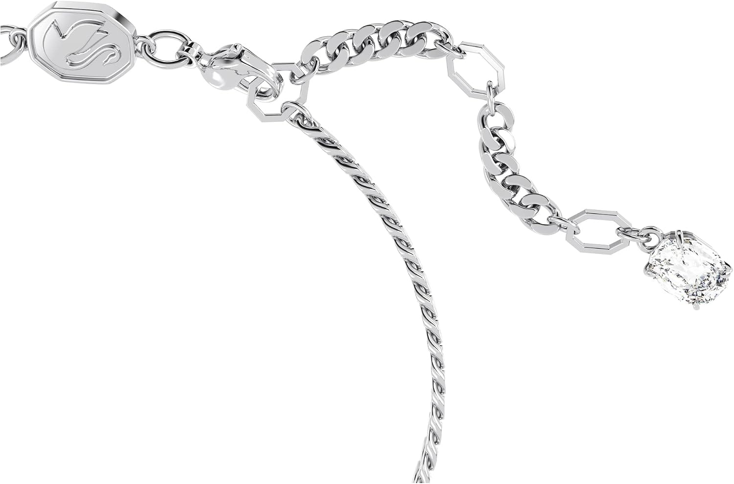 image:imageSwarovski Matrix Hoop Earrings Bracelet Heart Baguette Cut Clear Crystals Rhodium FinishClear Crystal Bracelet