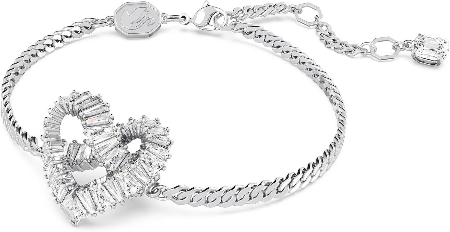 image:imageSwarovski Matrix Hoop Earrings Bracelet Heart Baguette Cut Clear Crystals Rhodium FinishClear Crystal Bracelet