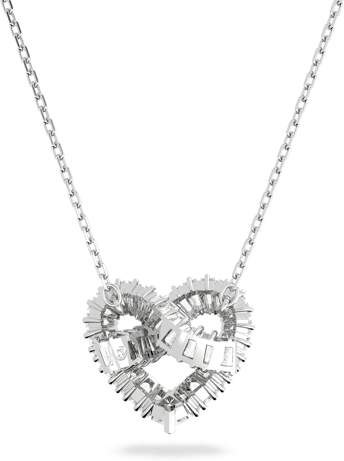 image:imageSwarovski Matrix Hoop Earrings Bracelet Heart Baguette Cut Clear Crystals Rhodium FinishClear Crystal Pendant