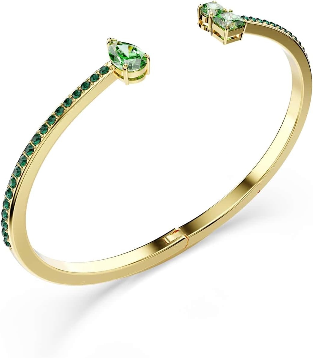 image:imageSwarovski Matrix Hoop Earrings Bracelet Tack Pin Multicolored Crystals GoldTone FinishCuff Bracelet Green