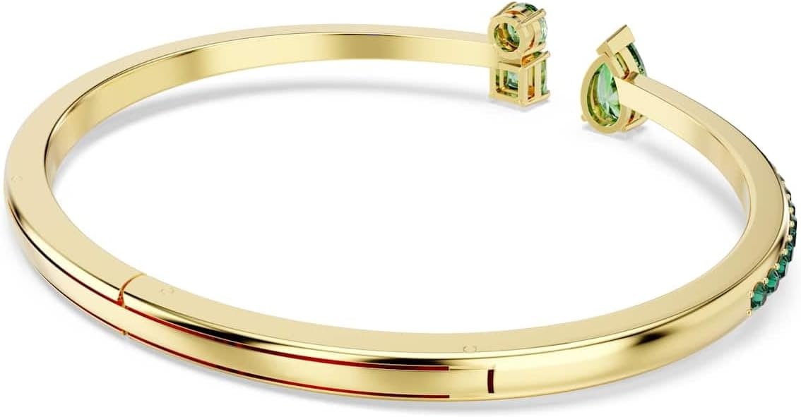 image:imageSwarovski Matrix Hoop Earrings Bracelet Tack Pin Multicolored Crystals GoldTone FinishCuff Bracelet Green