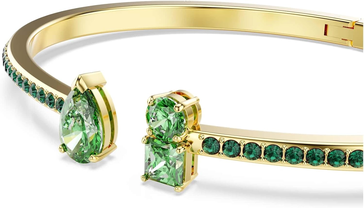 image:imageSwarovski Matrix Hoop Earrings Bracelet Tack Pin Multicolored Crystals GoldTone FinishCuff Bracelet Green