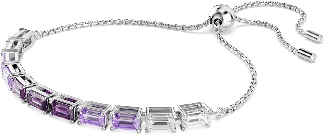 image:imageSwarovski Matrix Hoop Earrings Bracelet Tack Pin Multicolored Crystals GoldTone FinishSoft Bracelet Purple
