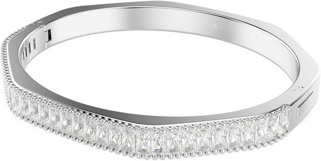 image:imageSwarovski Matrix Octagon Bangle Baguette Cut Clear Pink Crystals Rhodium and GoldTone FinishesClear Crystal