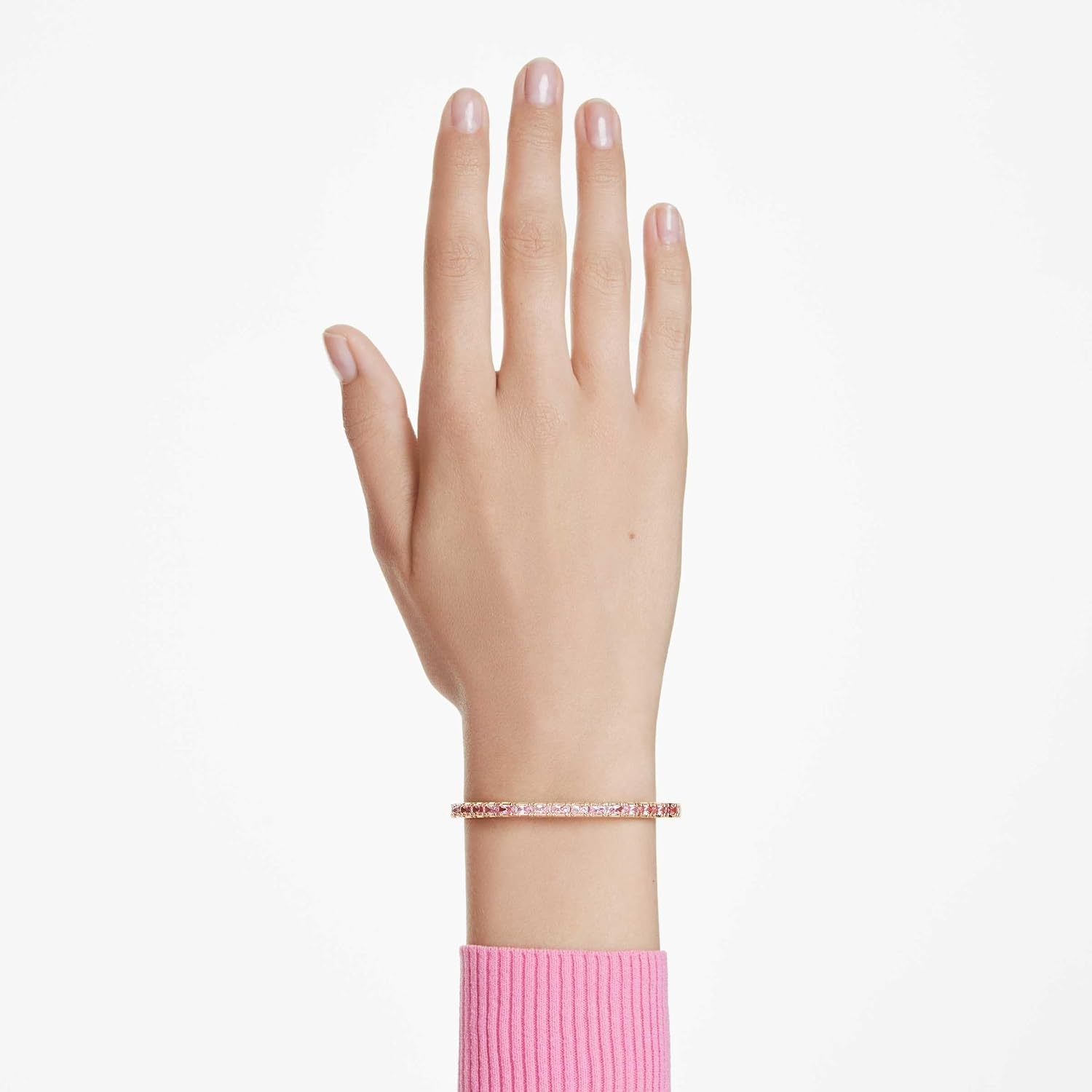 image:imageSwarovski Matrix Octagon Bangle Baguette Cut Clear Pink Crystals Rhodium and GoldTone FinishesPink Crystal