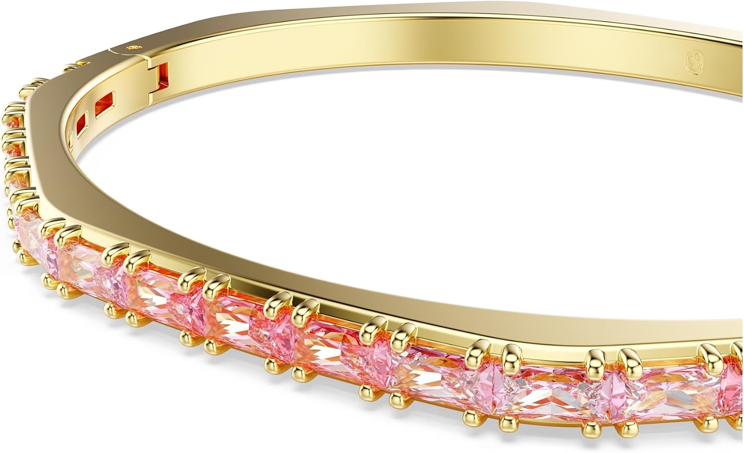 image:imageSwarovski Matrix Octagon Bangle Baguette Cut Clear Pink Crystals Rhodium and GoldTone FinishesPink Crystal