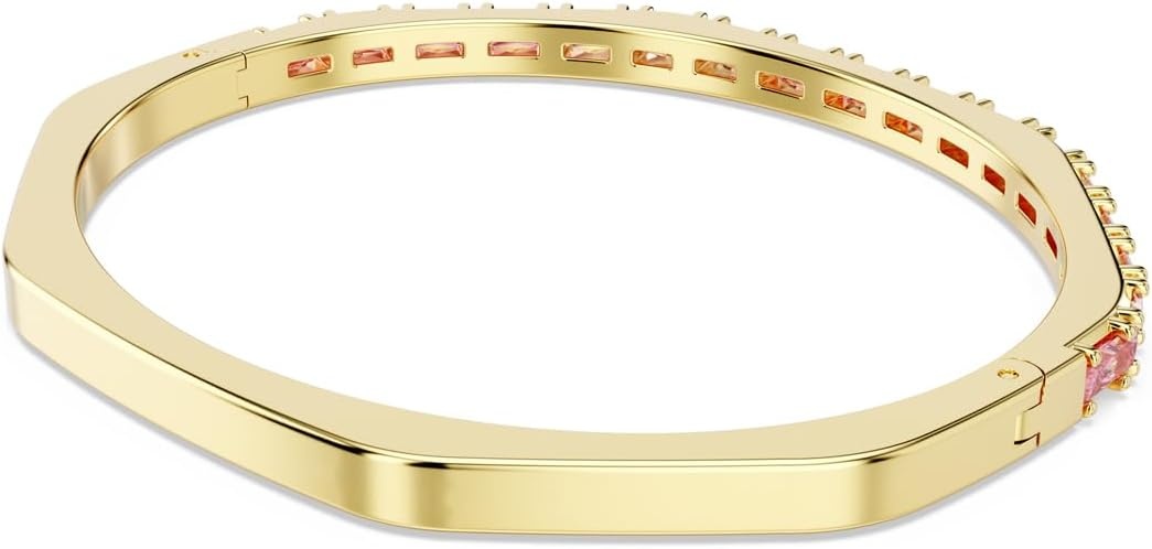 image:imageSwarovski Matrix Octagon Bangle Baguette Cut Clear Pink Crystals Rhodium and GoldTone FinishesPink Crystal