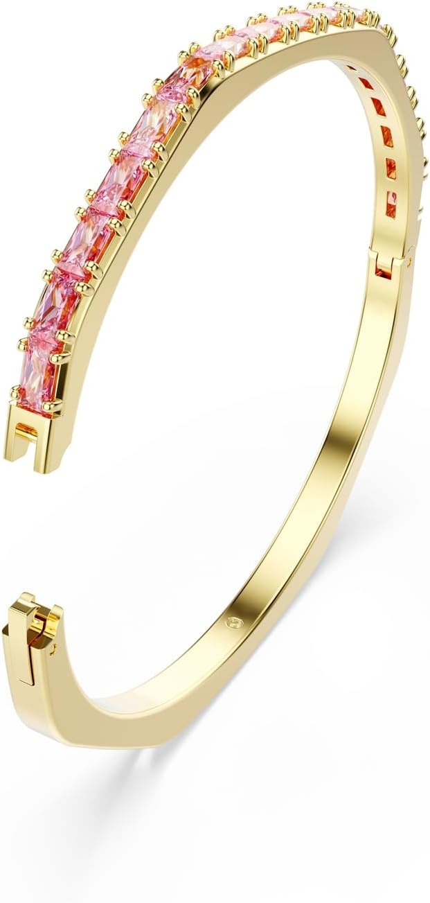 image:imageSwarovski Matrix Octagon Bangle Baguette Cut Clear Pink Crystals Rhodium and GoldTone FinishesPink Crystal