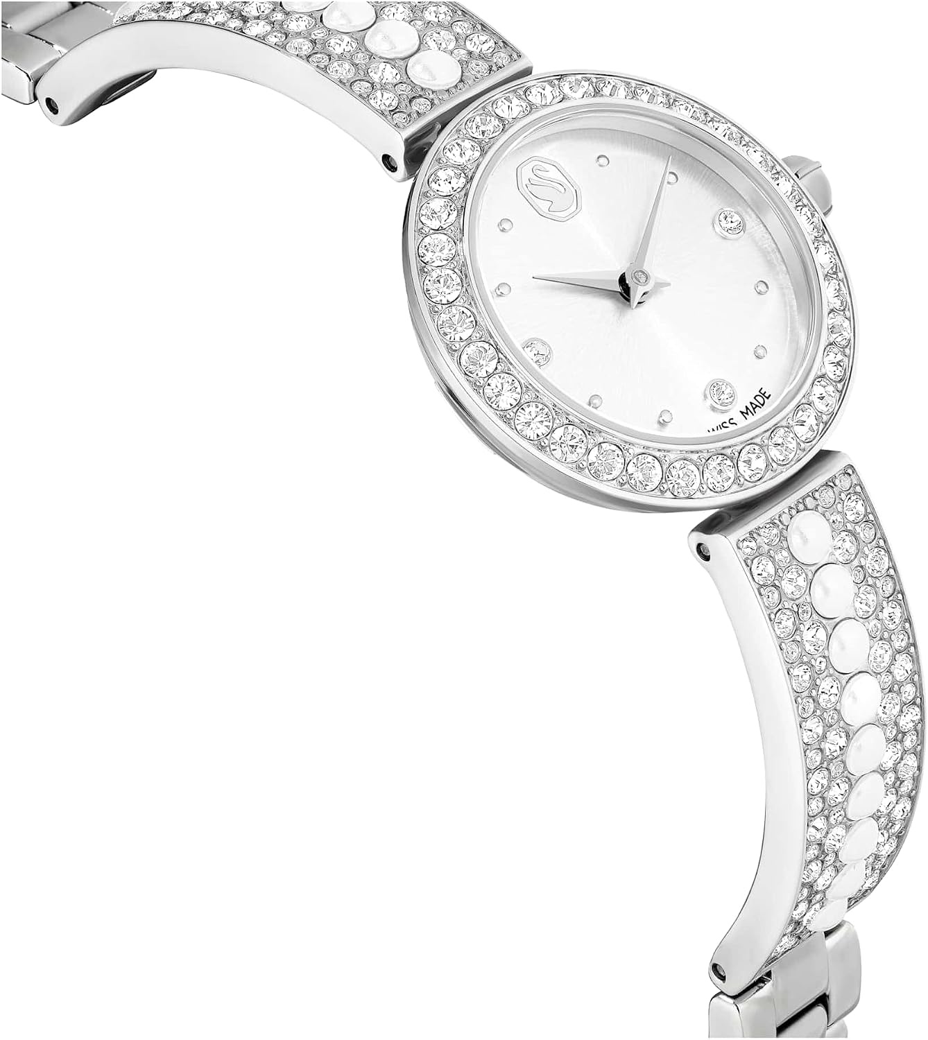 image:imageSwarovski Matrix Pearl Bangle Watch Swiss Made Crystal Bracelet White Stainless Steel