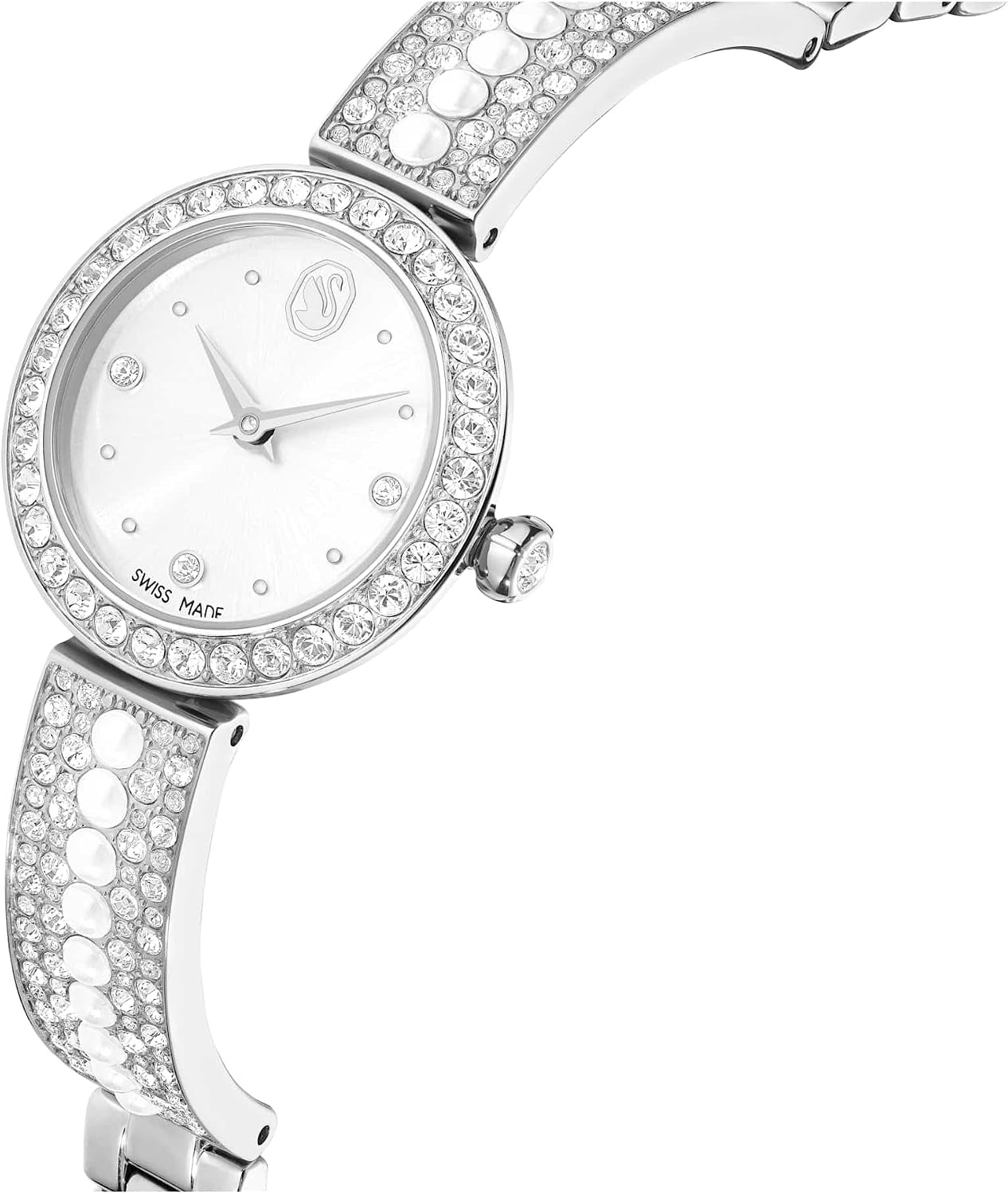 image:imageSwarovski Matrix Pearl Bangle Watch Swiss Made Crystal Bracelet White Stainless Steel
