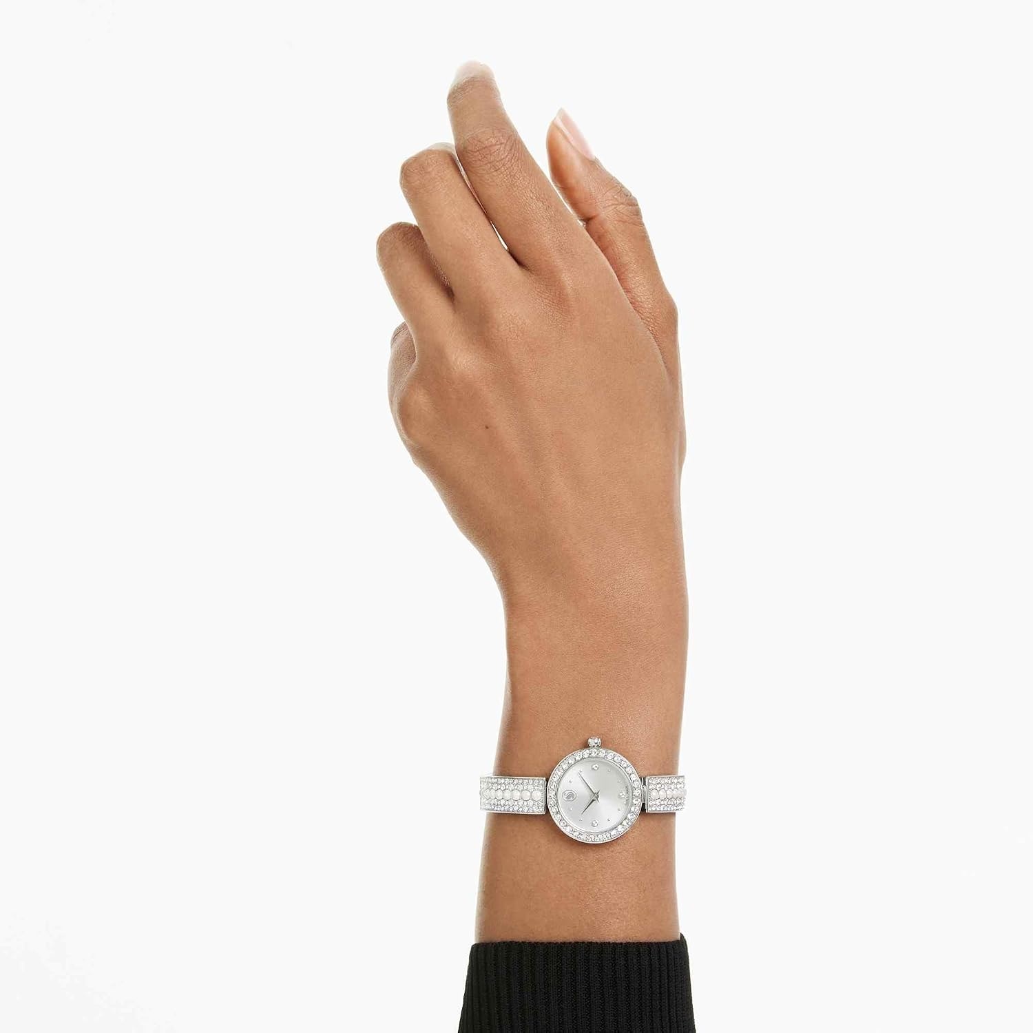 image:imageSwarovski Matrix Pearl Bangle Watch Swiss Made Crystal Bracelet White Stainless Steel