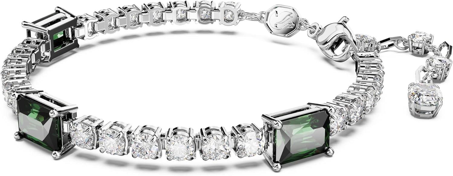 image:imageSwarovski Matrix Tennis Bracelet Green and Clear MixedCut Stones in a Rhodium Finished Setting Part of the Matrix Collection