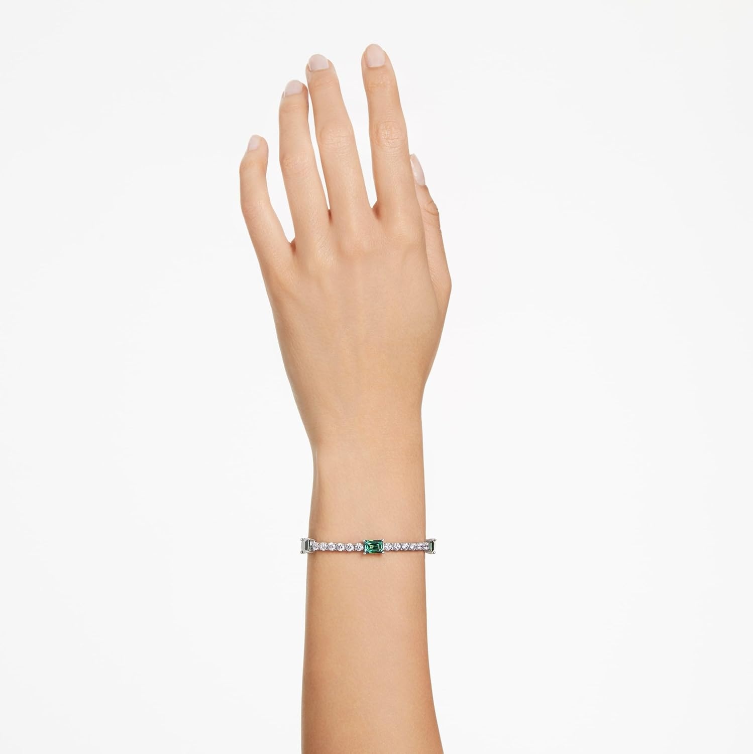 image:imageSwarovski Matrix Tennis Bracelet Green and Clear MixedCut Stones in a Rhodium Finished Setting Part of the Matrix Collection