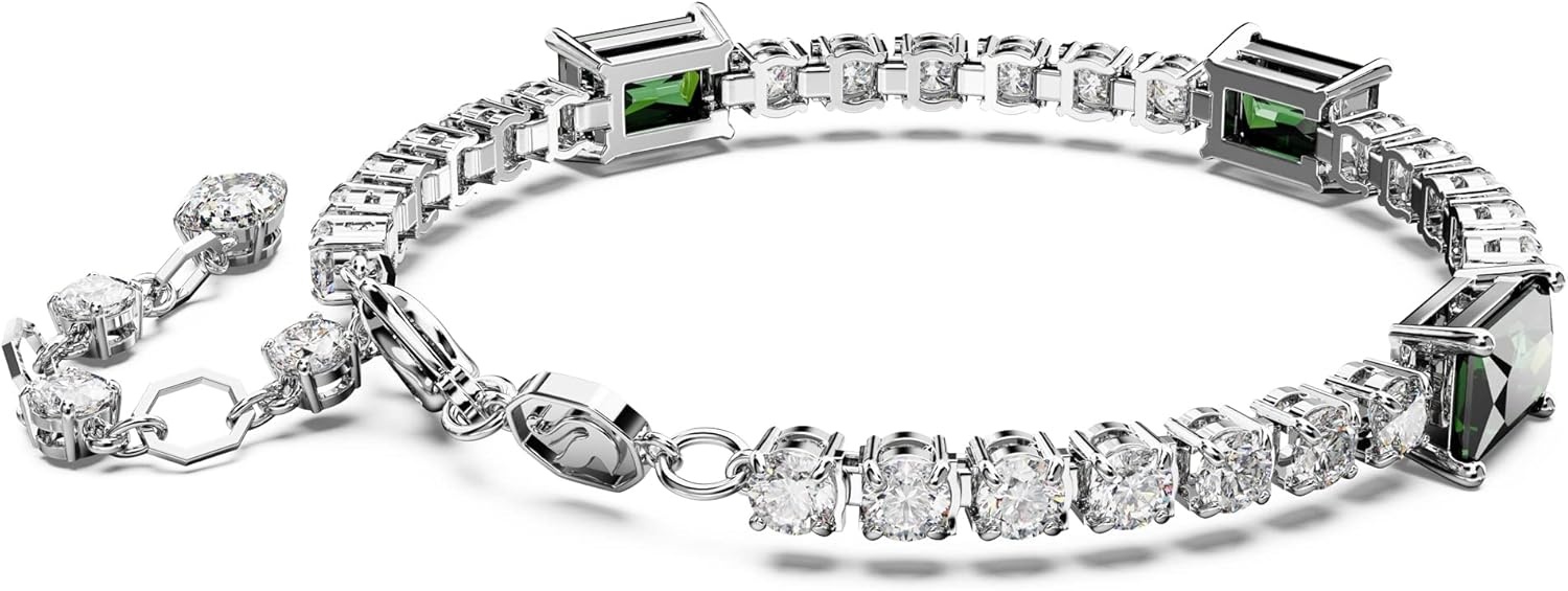 image:imageSwarovski Matrix Tennis Bracelet Green and Clear MixedCut Stones in a Rhodium Finished Setting Part of the Matrix Collection