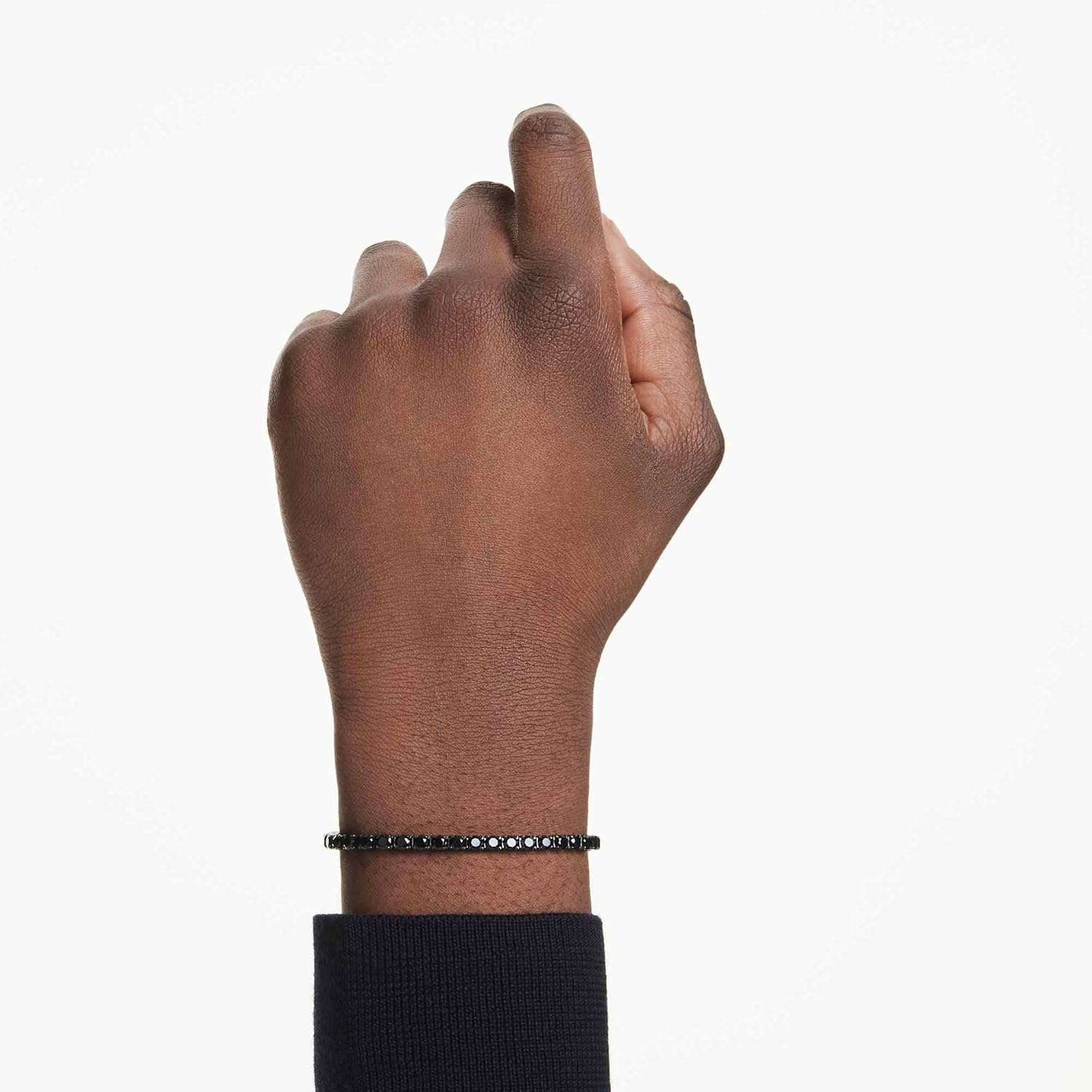 image:imageSwarovski Matrix Tennis Bracelet Round Cut Crystals Pink Blue Black Clear Rhodium GoldTone and Rose GoldTone FinishesBlack Crystal
