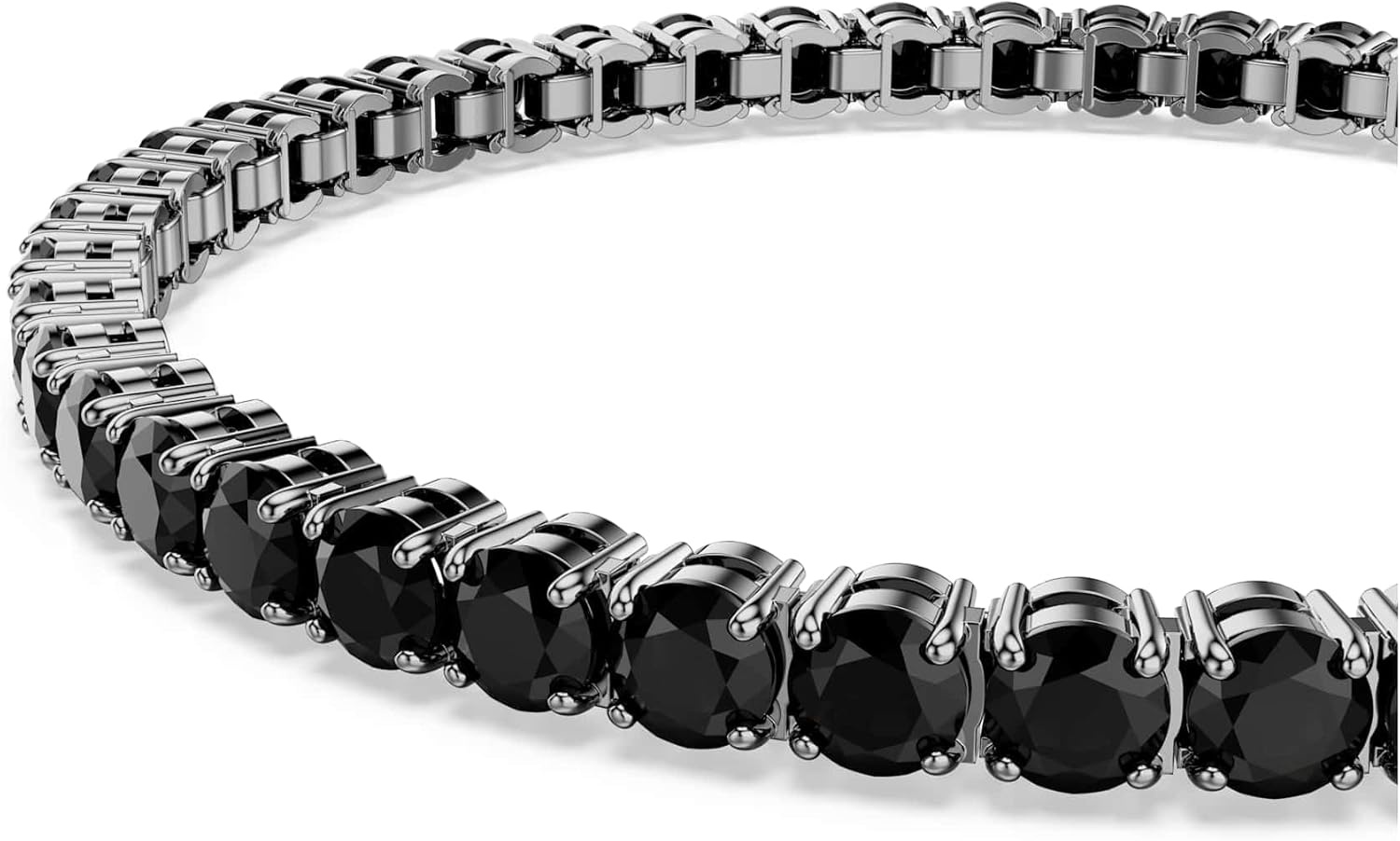 image:imageSwarovski Matrix Tennis Bracelet Round Cut Crystals Pink Blue Black Clear Rhodium GoldTone and Rose GoldTone FinishesBlack Crystal