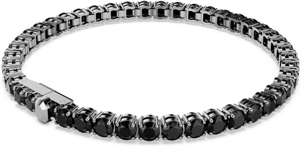 image:imageSwarovski Matrix Tennis Bracelet Round Cut Crystals Pink Blue Black Clear Rhodium GoldTone and Rose GoldTone FinishesBlack Crystal