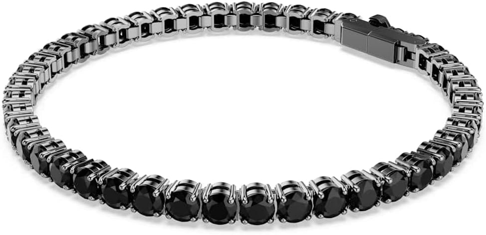 image:imageSwarovski Matrix Tennis Bracelet Round Cut Crystals Pink Blue Black Clear Rhodium GoldTone and Rose GoldTone FinishesBlack Crystal