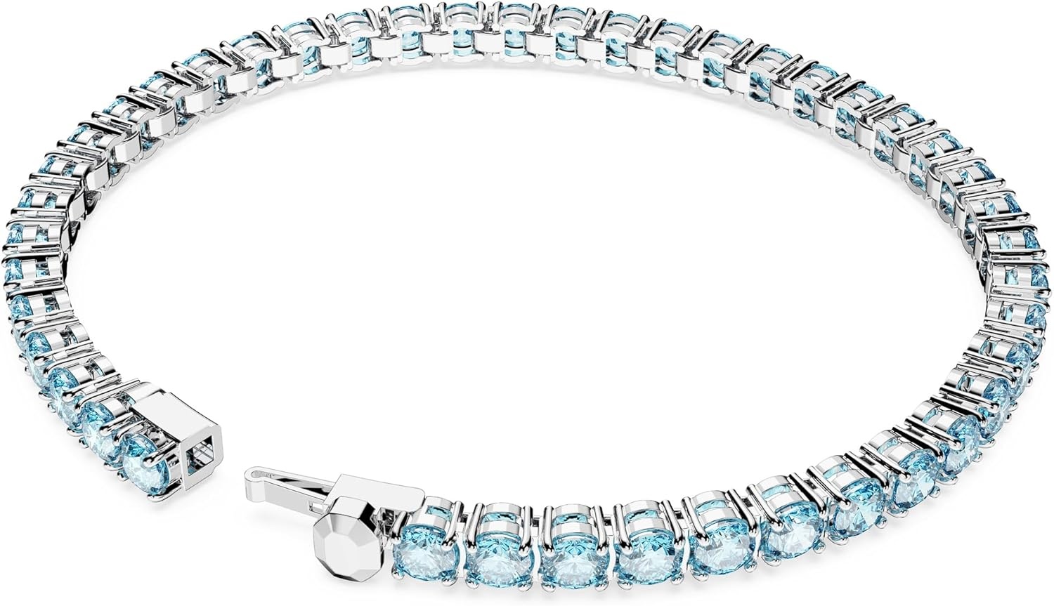 image:imageSwarovski Matrix Tennis Bracelet Round Cut Crystals Pink Blue Black Clear Rhodium GoldTone and Rose GoldTone FinishesBlue Crystal