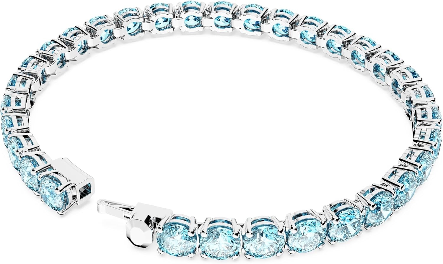 image:imageSwarovski Matrix Tennis Bracelet Round Cut Crystals Pink Blue Black Clear Rhodium GoldTone and Rose GoldTone FinishesBlue Crystal