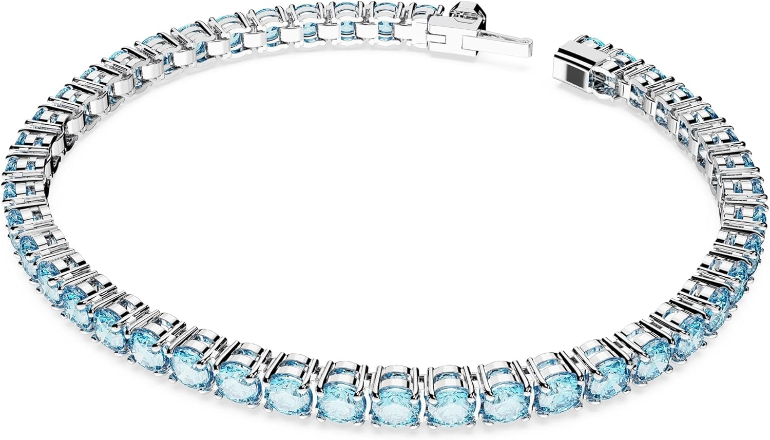 image:imageSwarovski Matrix Tennis Bracelet Round Cut Crystals Pink Blue Black Clear Rhodium GoldTone and Rose GoldTone FinishesBlue Crystal