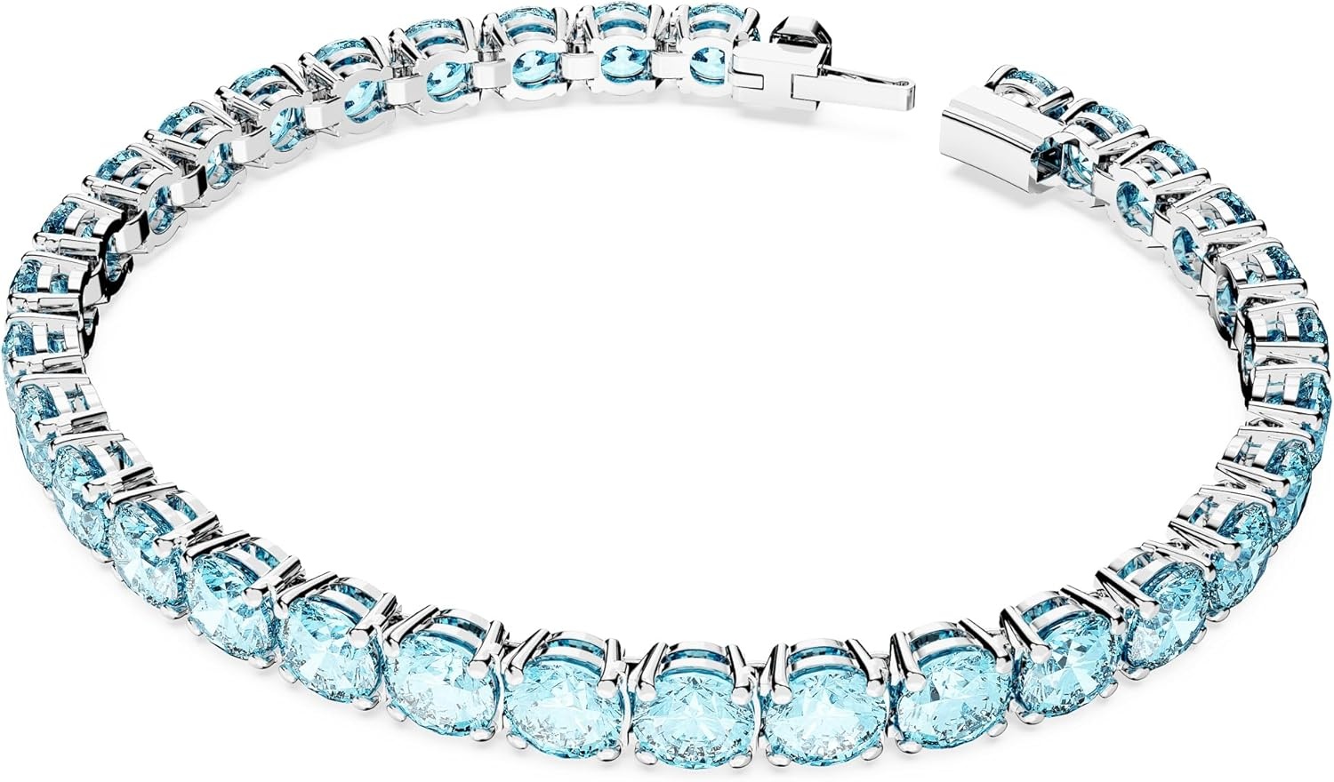 image:imageSwarovski Matrix Tennis Bracelet Round Cut Crystals Pink Blue Black Clear Rhodium GoldTone and Rose GoldTone FinishesBlue Crystal