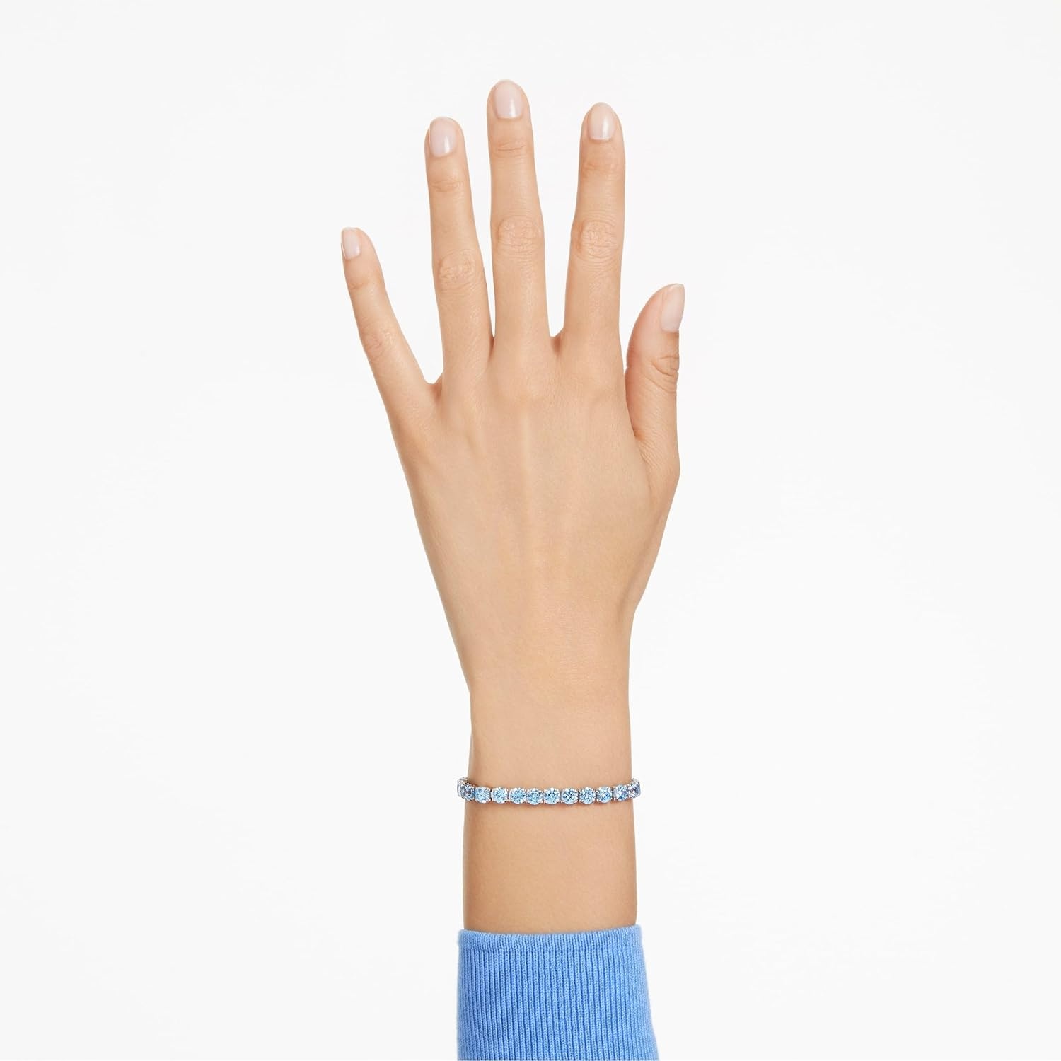 image:imageSwarovski Matrix Tennis Bracelet Round Cut Crystals Pink Blue Black Clear Rhodium GoldTone and Rose GoldTone FinishesBlue Crystal