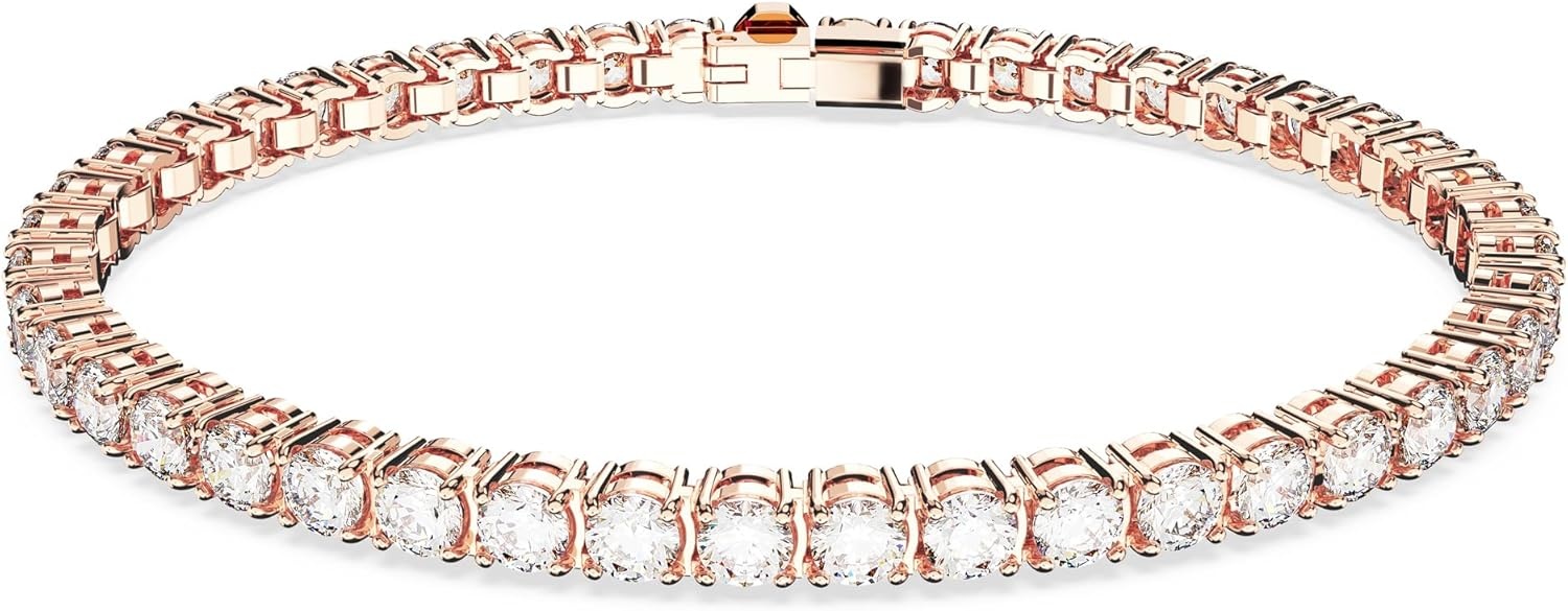 image:imageSwarovski Matrix Tennis Bracelet Round Cut Crystals Pink Blue Black Clear Rhodium GoldTone and Rose GoldTone FinishesClear Crystal