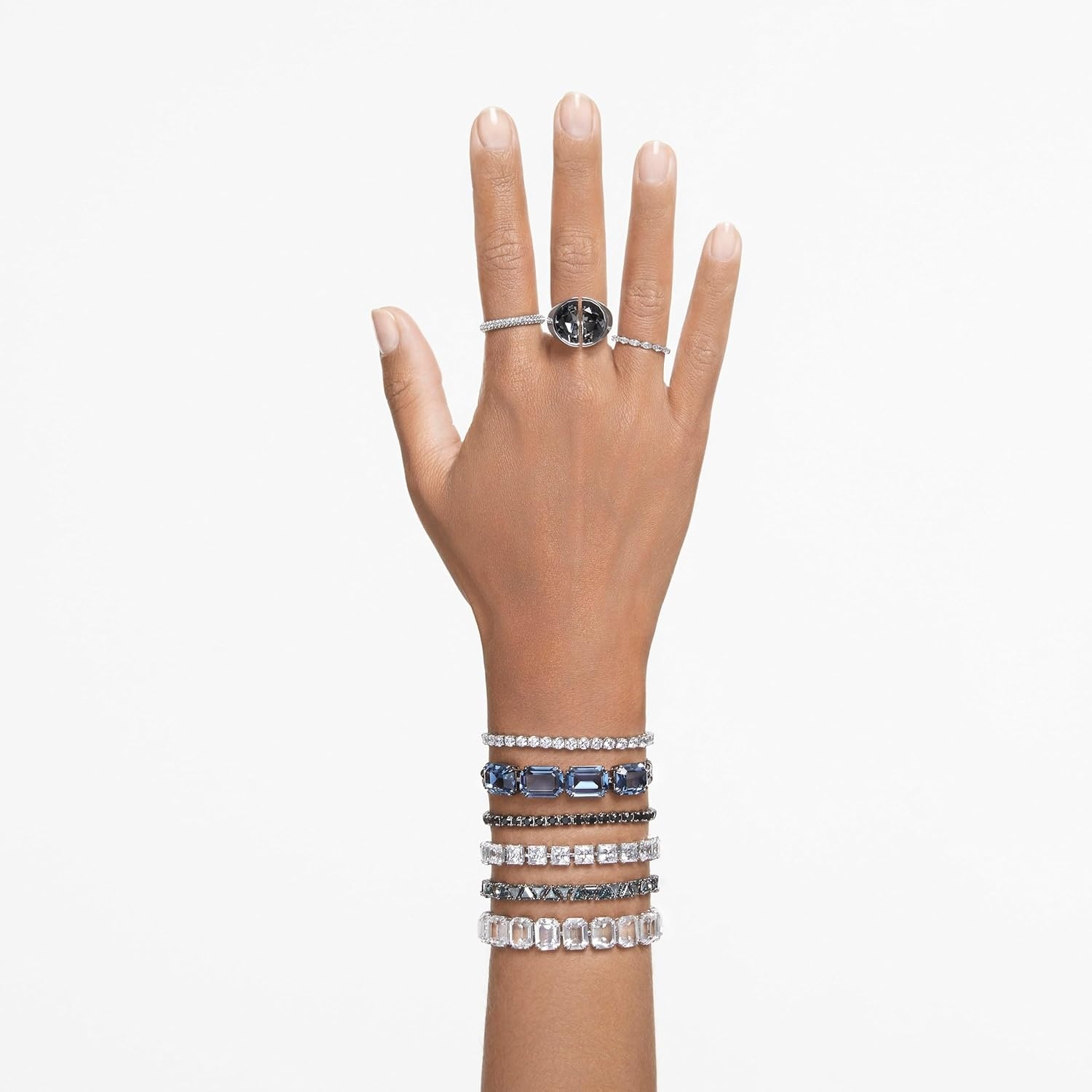 image:imageSwarovski Matrix Tennis Bracelet Round Cut Crystals Pink Blue Black Clear Rhodium GoldTone and Rose GoldTone FinishesClear Crystal