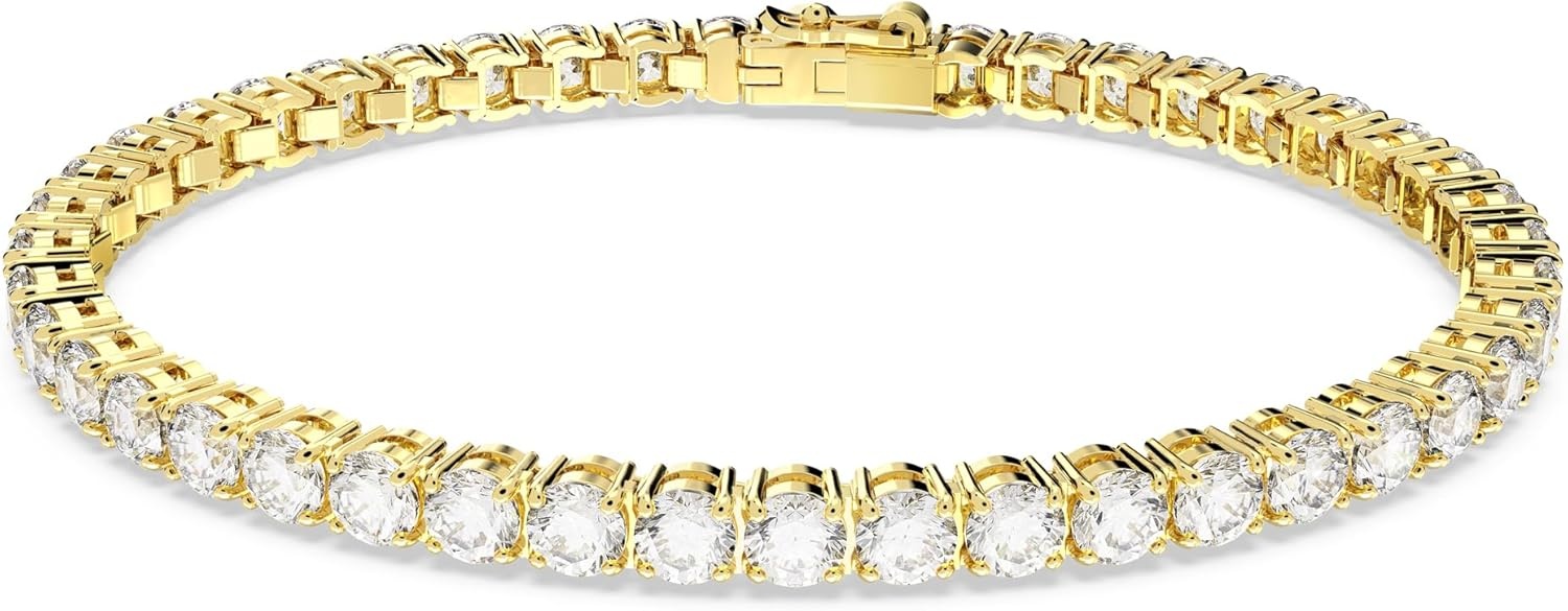 image:imageSwarovski Matrix Tennis Bracelet Round Cut Crystals Pink Blue Black Clear Rhodium GoldTone and Rose GoldTone FinishesClear Crystal