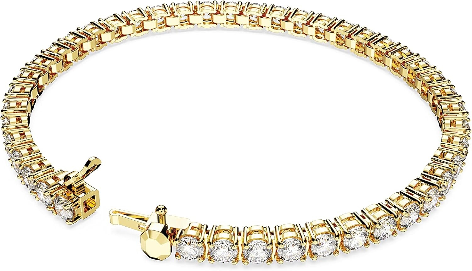 image:imageSwarovski Matrix Tennis Bracelet Round Cut Crystals Pink Blue Black Clear Rhodium GoldTone and Rose GoldTone FinishesClear Crystal
