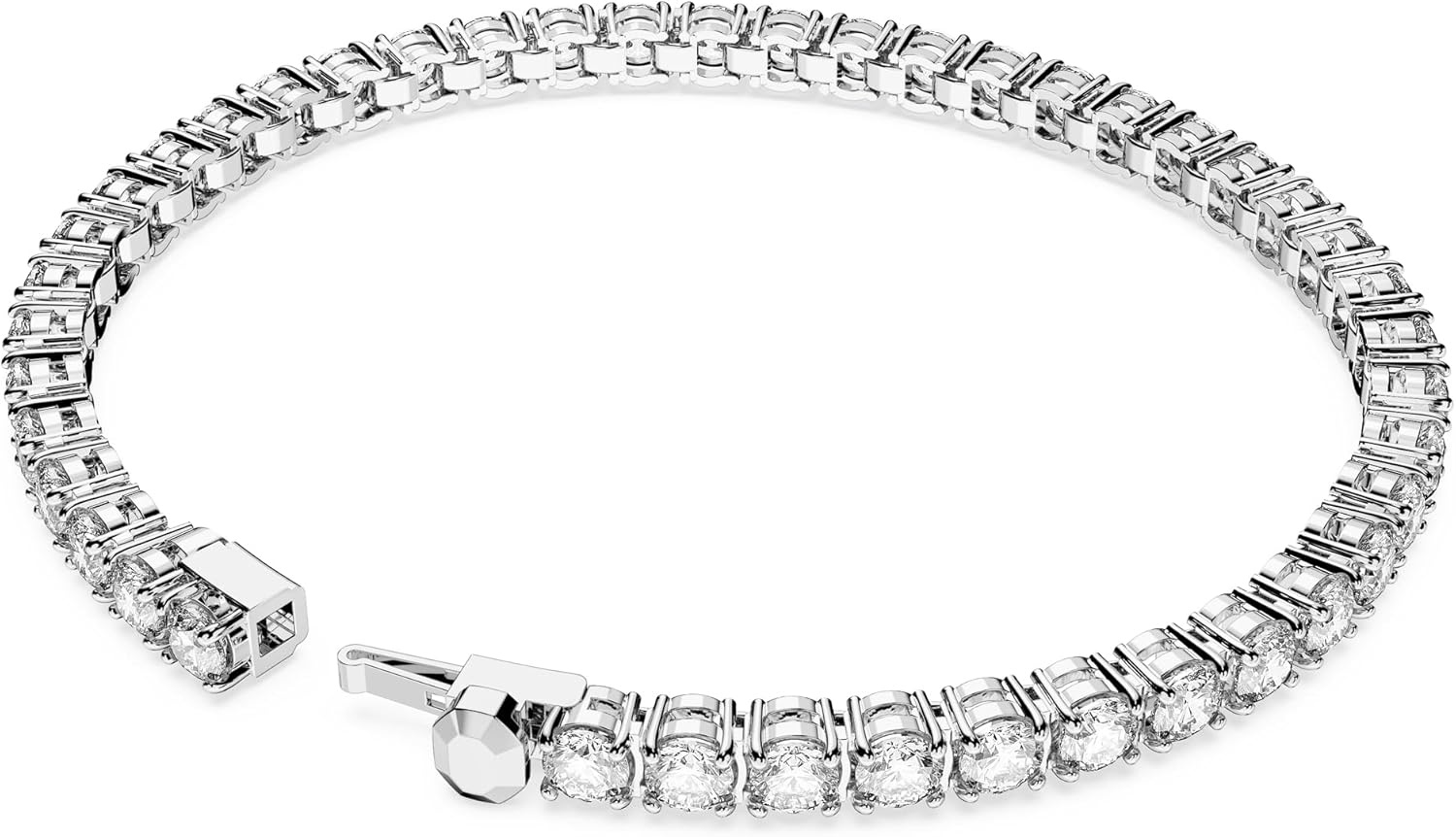 image:imageSwarovski Matrix Tennis Bracelet Round Cut Crystals Pink Blue Black Clear Rhodium GoldTone and Rose GoldTone FinishesClear Crystal