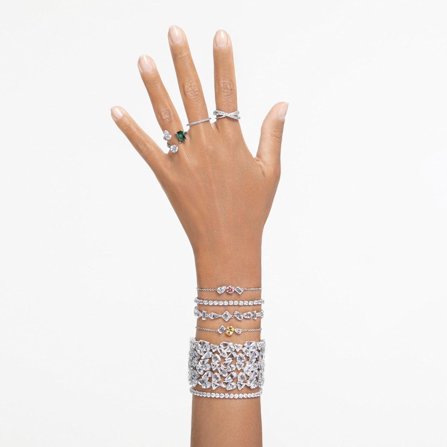 image:imageSwarovski Matrix Tennis Bracelet Round Cut Crystals Pink Blue Black Clear Rhodium GoldTone and Rose GoldTone FinishesClear Crystal