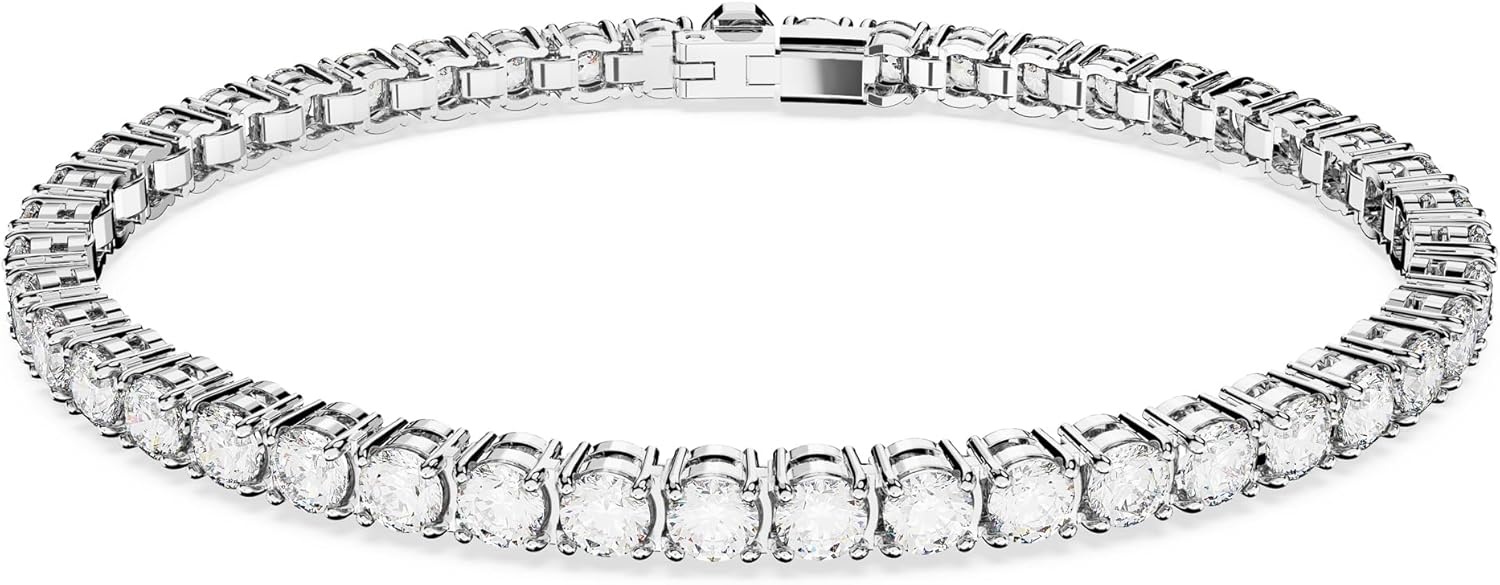 image:imageSwarovski Matrix Tennis Bracelet Round Cut Crystals Pink Blue Black Clear Rhodium GoldTone and Rose GoldTone FinishesClear Crystal