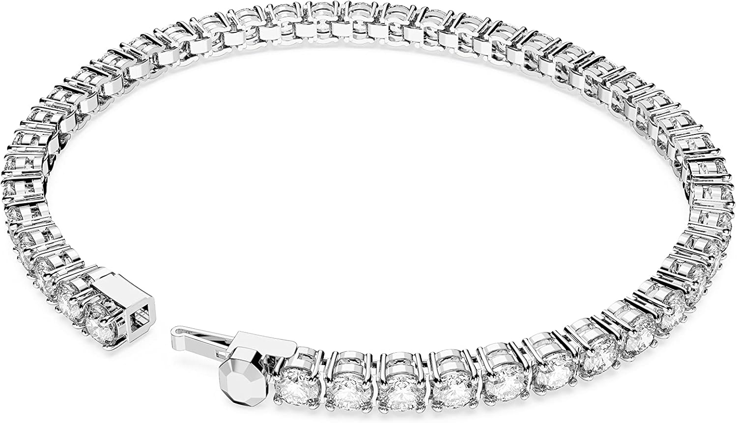 image:imageSwarovski Matrix Tennis Bracelet Round Cut Crystals Pink Blue Black Clear Rhodium GoldTone and Rose GoldTone FinishesClear Crystal