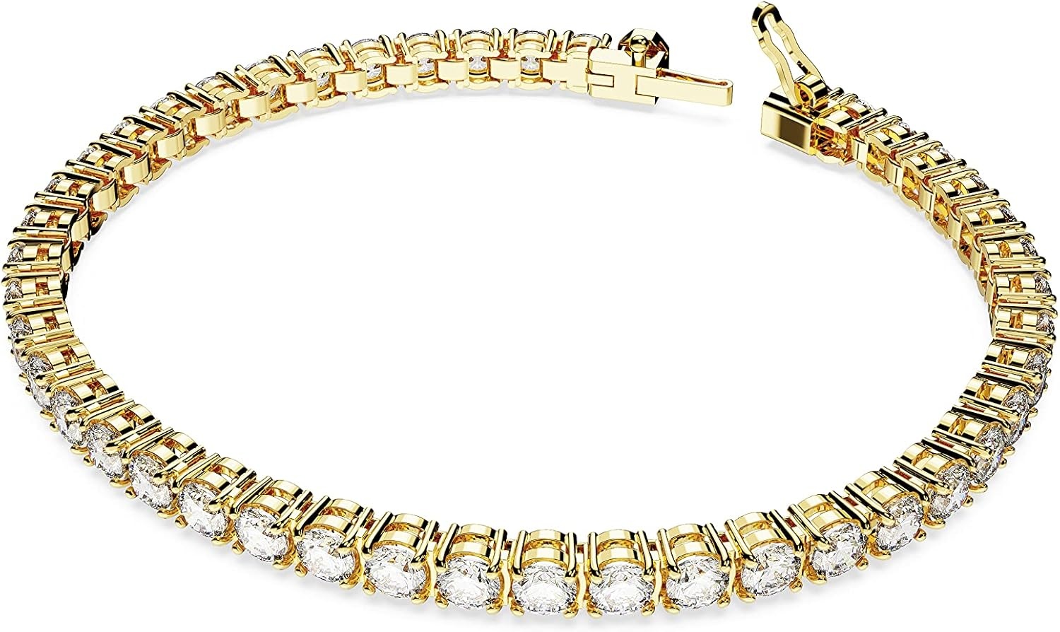 image:imageSwarovski Matrix Tennis Bracelet Round Cut Crystals Pink Blue Black Clear Rhodium GoldTone and Rose GoldTone FinishesClear Crystal