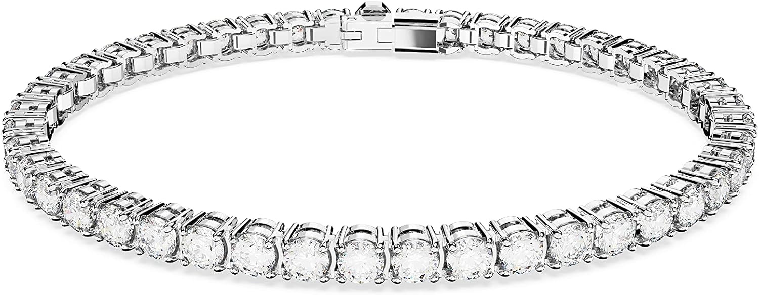 image:imageSwarovski Matrix Tennis Bracelet Round Cut Crystals Pink Blue Black Clear Rhodium GoldTone and Rose GoldTone FinishesClear Crystal