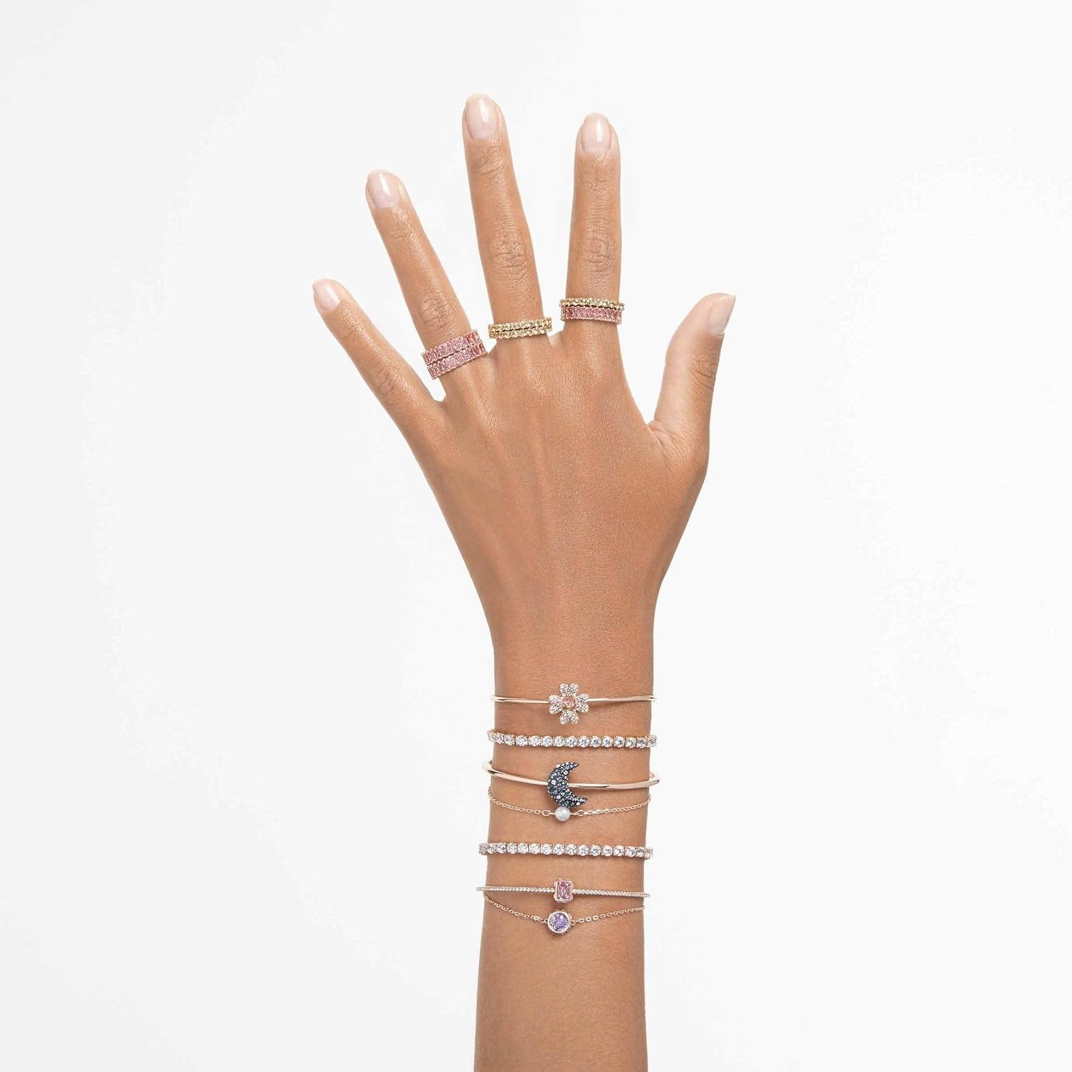 image:imageSwarovski Matrix Tennis Bracelet Round Cut Crystals Pink Blue Black Clear Rhodium GoldTone and Rose GoldTone FinishesClear Crystal