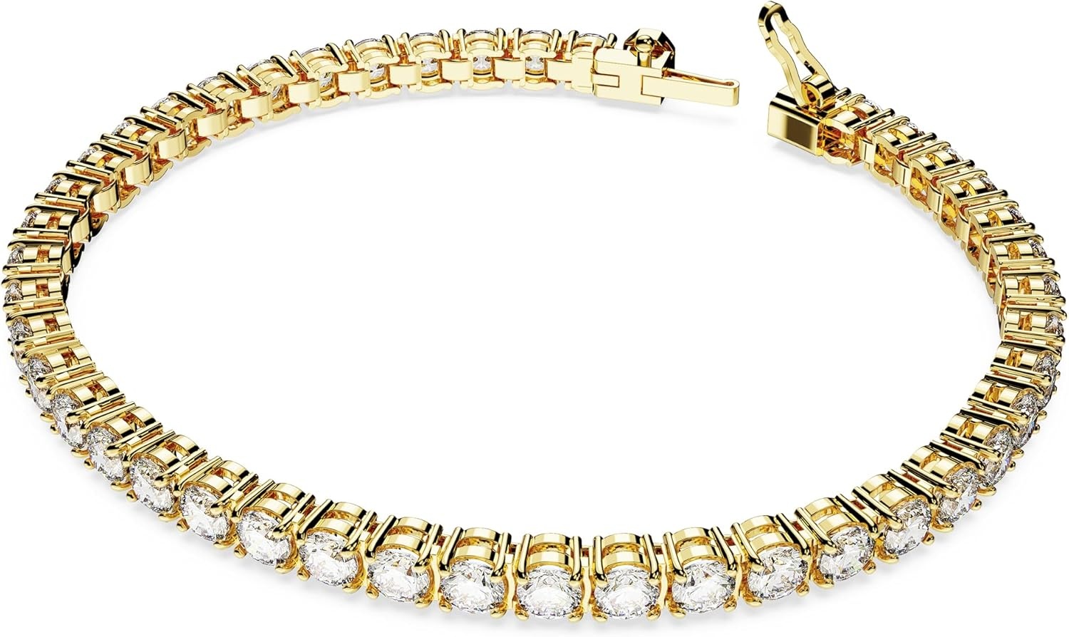 image:imageSwarovski Matrix Tennis Bracelet Round Cut Crystals Pink Blue Black Clear Rhodium GoldTone and Rose GoldTone FinishesClear Crystal