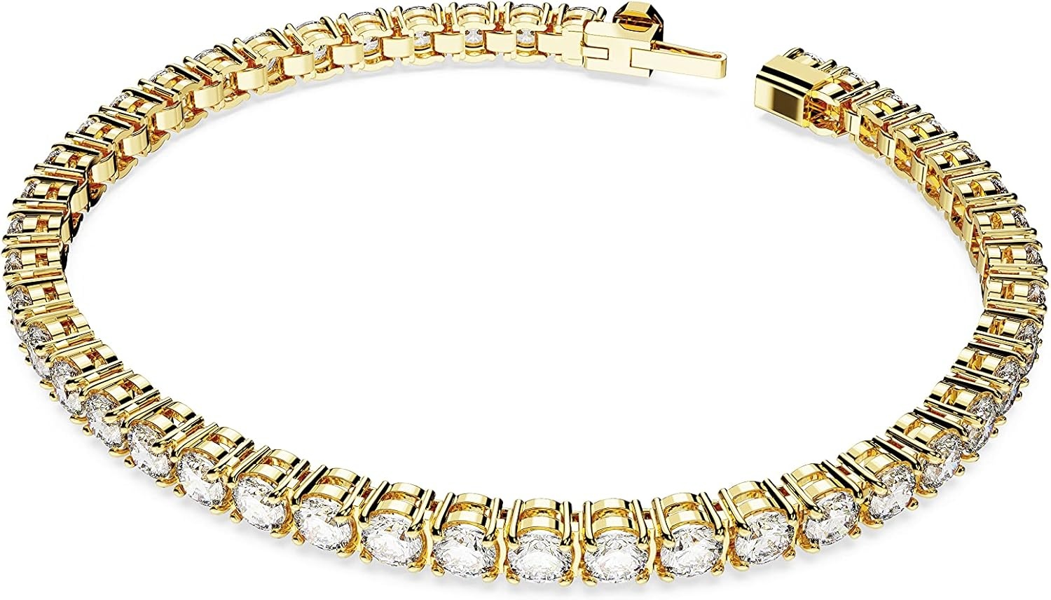 image:imageSwarovski Matrix Tennis Bracelet Round Cut Crystals Pink Blue Black Clear Rhodium GoldTone and Rose GoldTone FinishesGold Tone